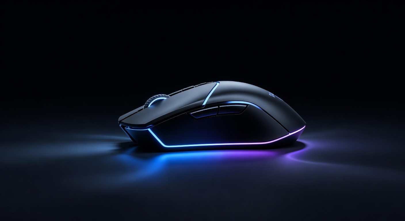 Gaming mouse with RGB underglow reflection