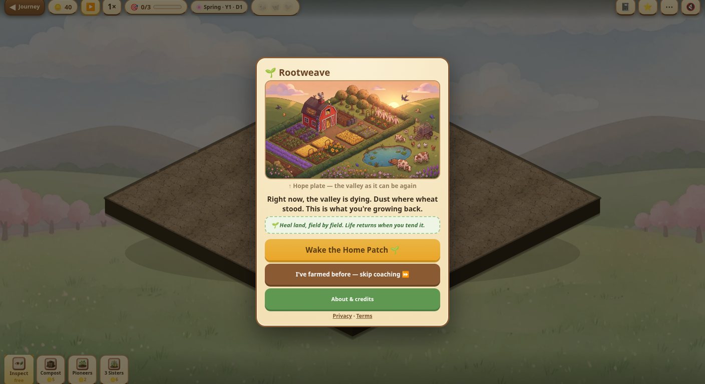 Rootweave — isometric regenerative farm sim