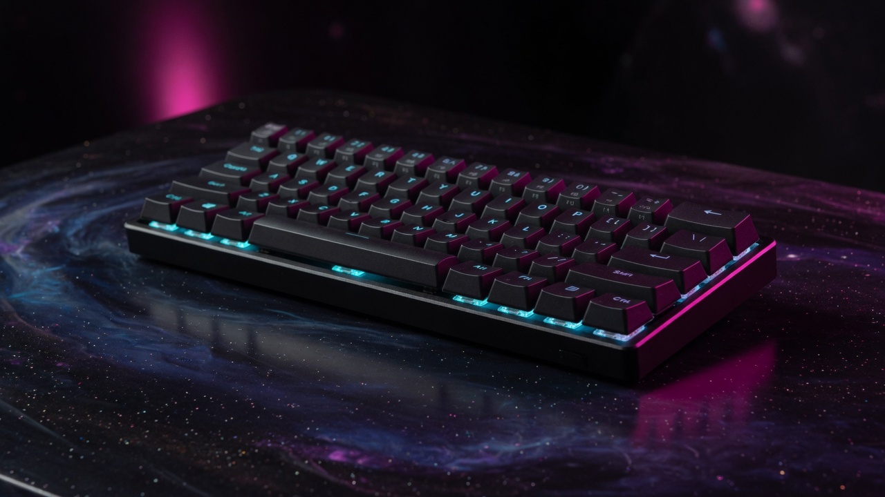 Hall Effect gaming keyboards in a dark cosmic studio