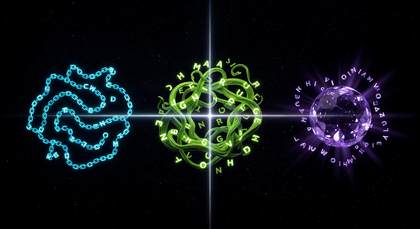 RIFT — three cosmic word zones: chain, grow, decode