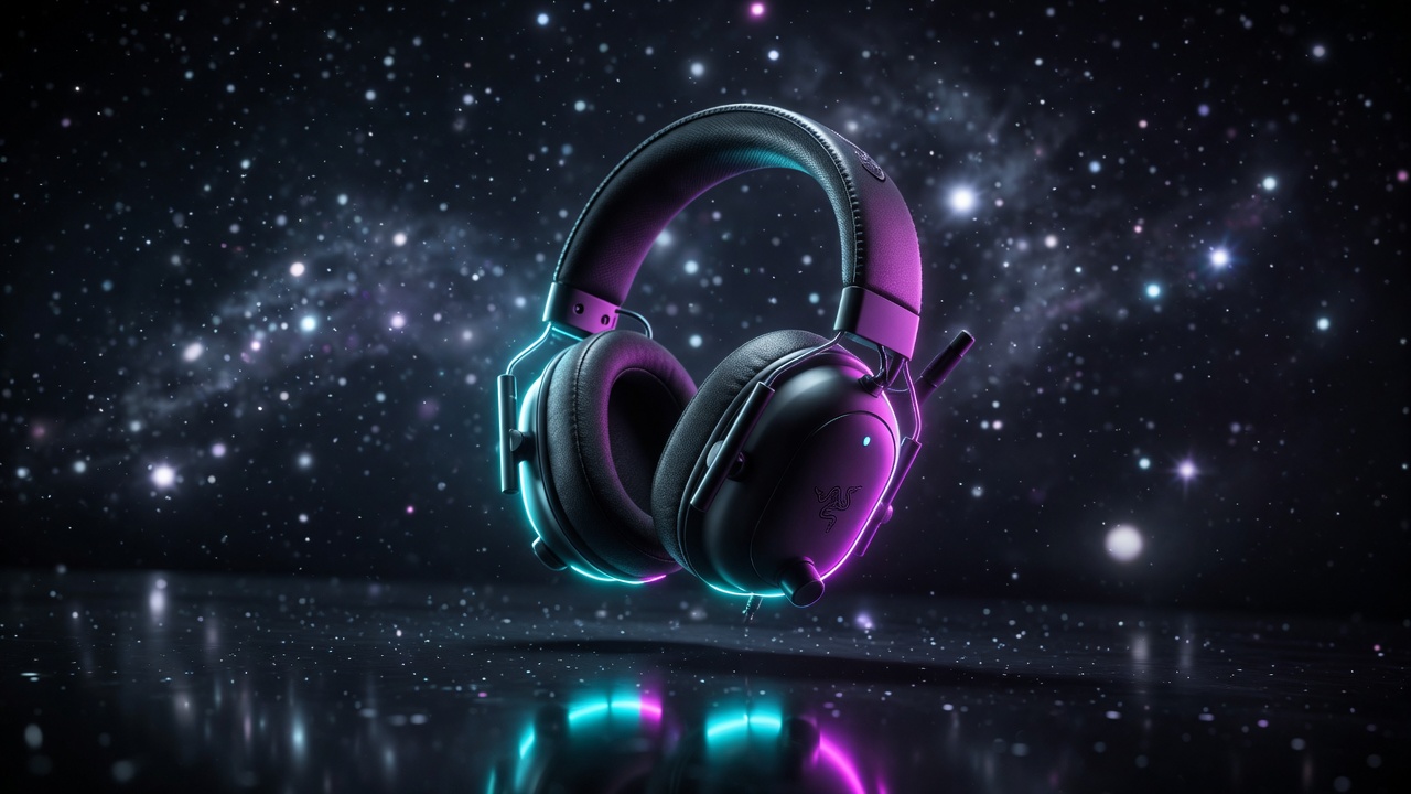 Razer BlackShark V3 Pro wireless gaming headset in dramatic studio lighting