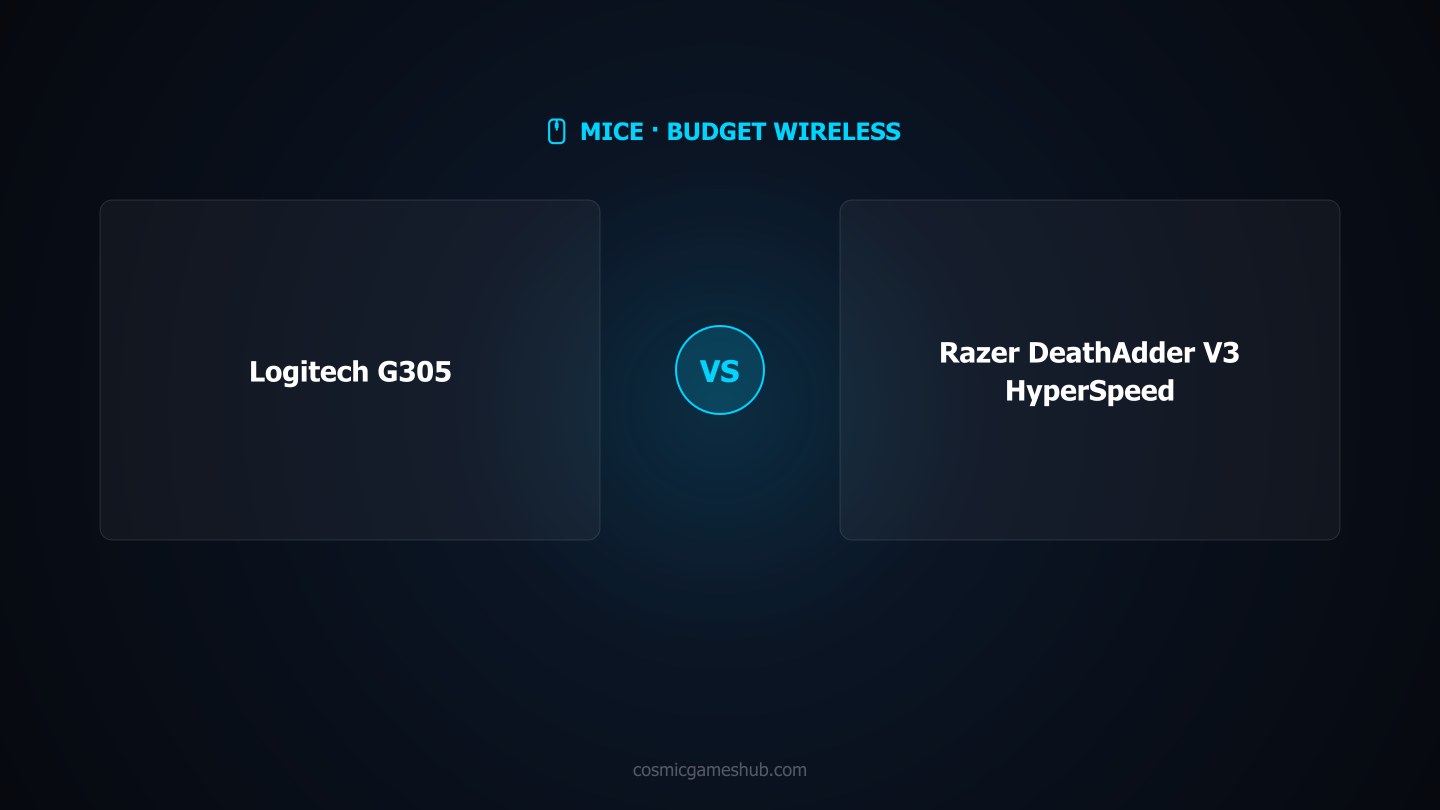 Logitech G305 vs Razer DeathAdder V3 HyperSpeed budget wireless gaming mouse comparison