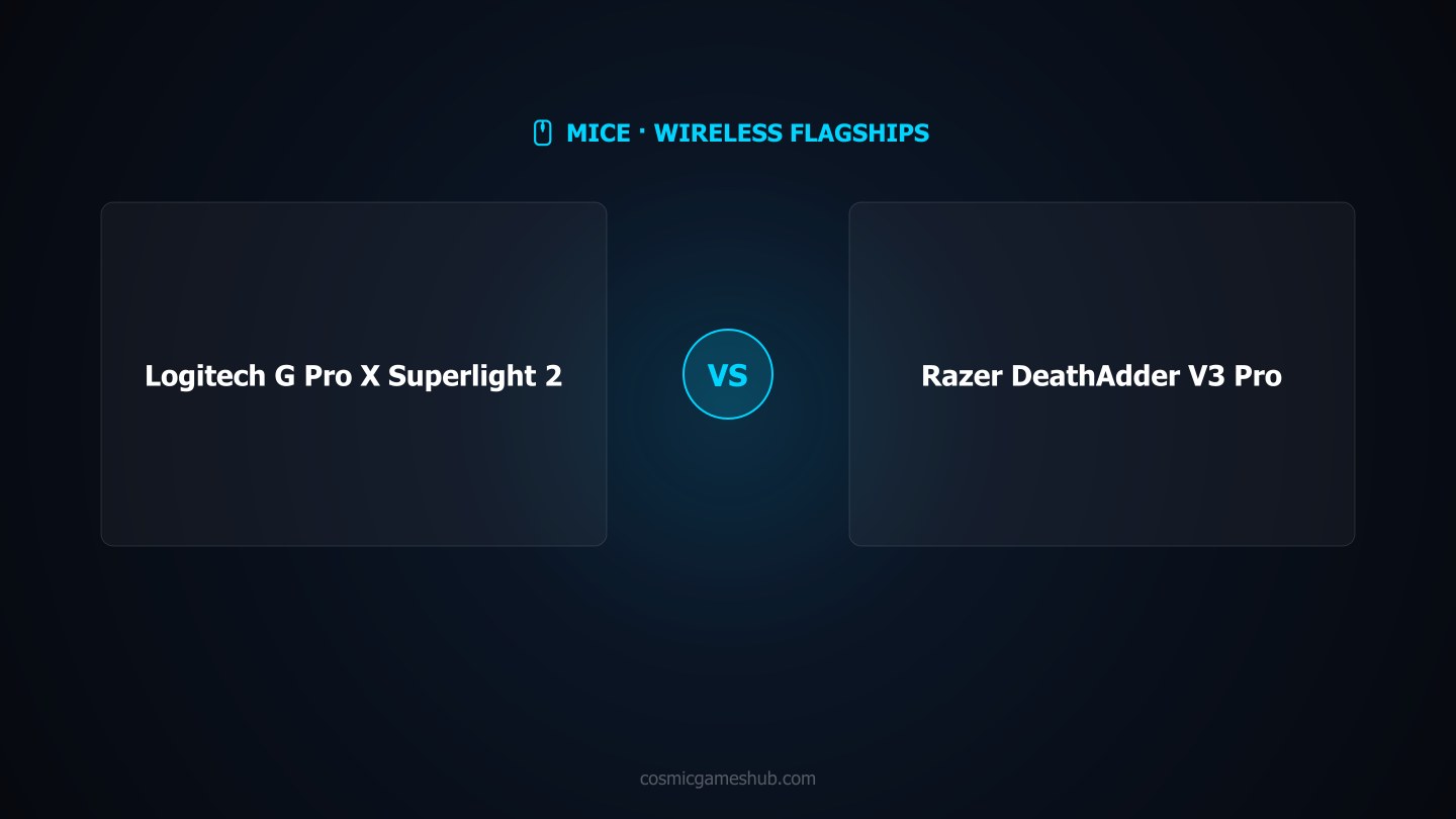 Logitech G Pro X Superlight 2 vs Razer DeathAdder V3 Pro wireless flagship gaming mouse comparison