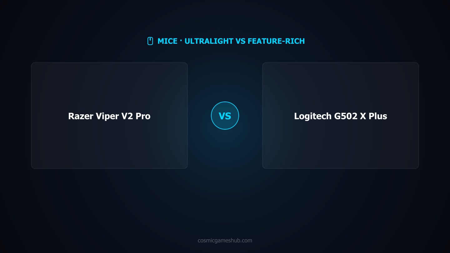 Razer Viper V2 Pro vs Logitech G502 X Plus wireless gaming mouse comparison
